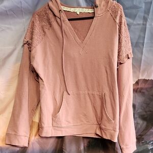 Jolt Dusty Pink Hoodie with Lace Details